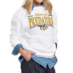 NHL White Nashville Predators Starter Women's Arch Stripe Fleece Sweatshirt