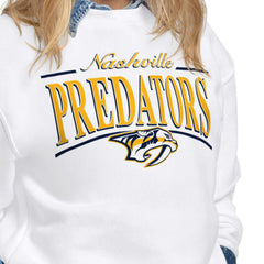 NHL White Nashville Predators Starter Women's Arch Stripe Fleece Sweatshirt