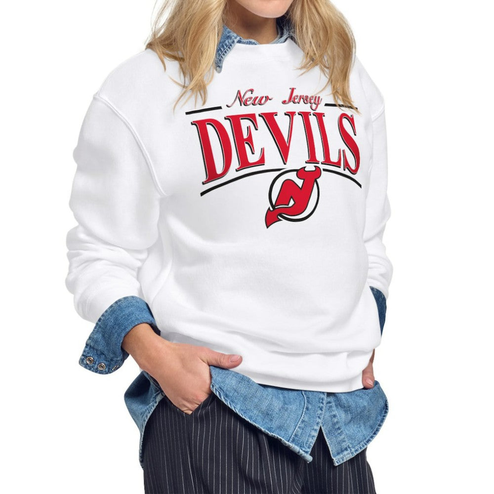 NHL White New Jersey Devils Starter Women's Arch Stripe Fleece Sweatshirt