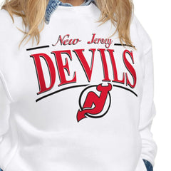 NHL White New Jersey Devils Starter Women's Arch Stripe Fleece Sweatshirt