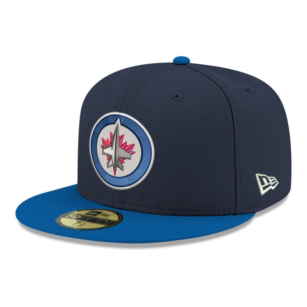 NHL Navy Winnipeg Jets New Era Core Logo Two-Tone 59FIFTY Fitted Hat
