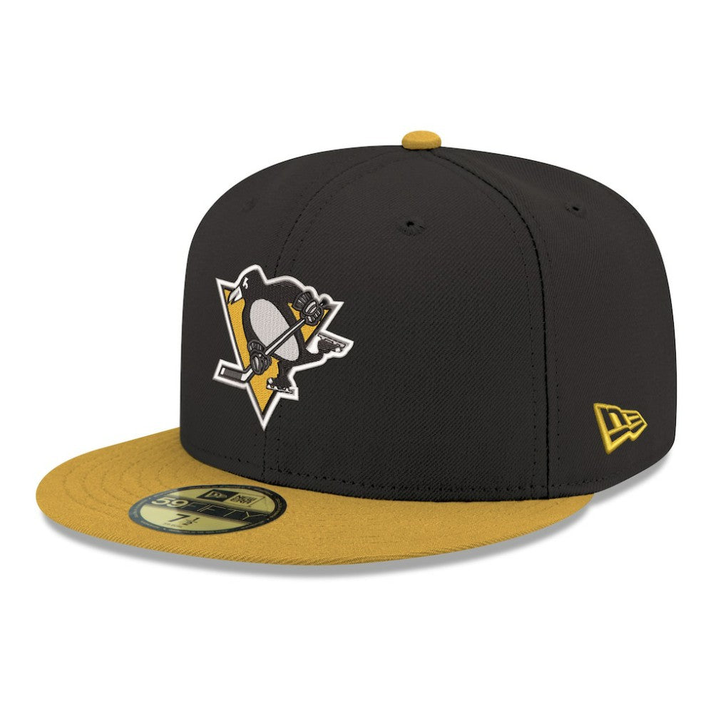 NHL Black Pittsburgh Penguins New Era Core Logo Two-Tone 59FIFTY Fitted Hat