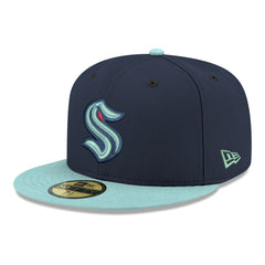NHL Navy Seattle Kraken New Era Core Logo Two-Tone 59FIFTY Fitted Hat