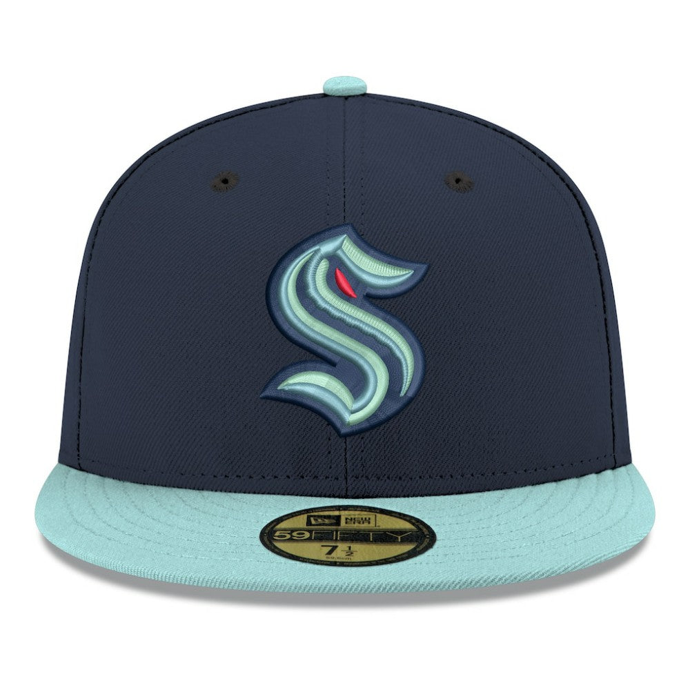 NHL Navy Seattle Kraken New Era Core Logo Two-Tone 59FIFTY Fitted Hat