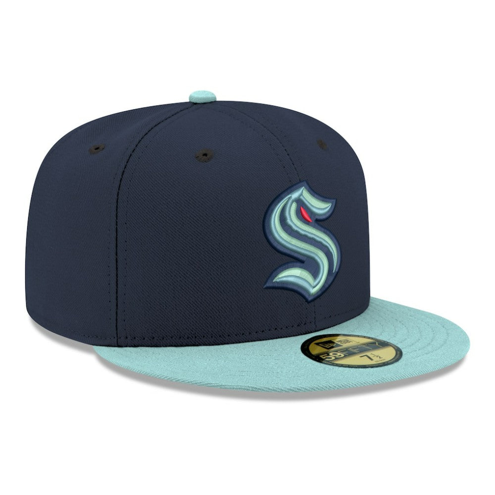 NHL Navy Seattle Kraken New Era Core Logo Two-Tone 59FIFTY Fitted Hat