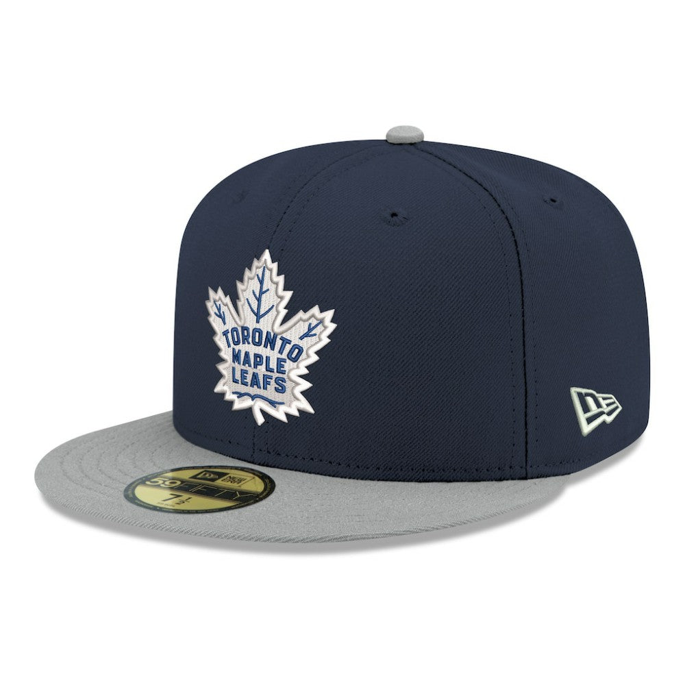 NHL Navy Toronto Maple Leafs New Era Core Logo Two-Tone 59FIFTY Fitted Hat
