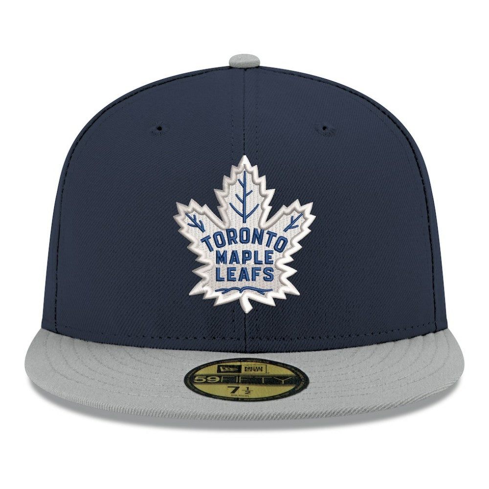 NHL Navy Toronto Maple Leafs New Era Core Logo Two-Tone 59FIFTY Fitted Hat
