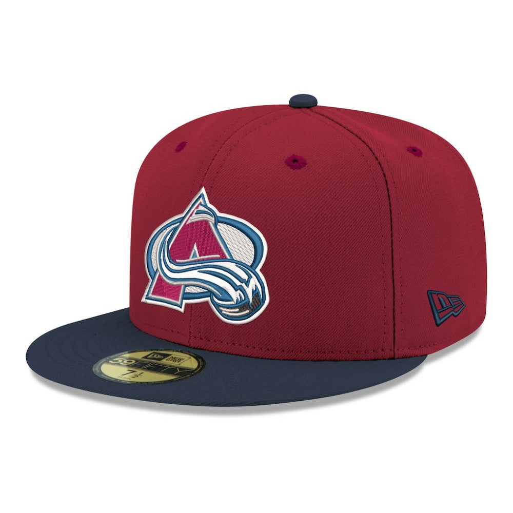 NHL Burgundy Colorado Avalanche New Era Core Logo Two-Tone 59FIFTY Fitted Hat