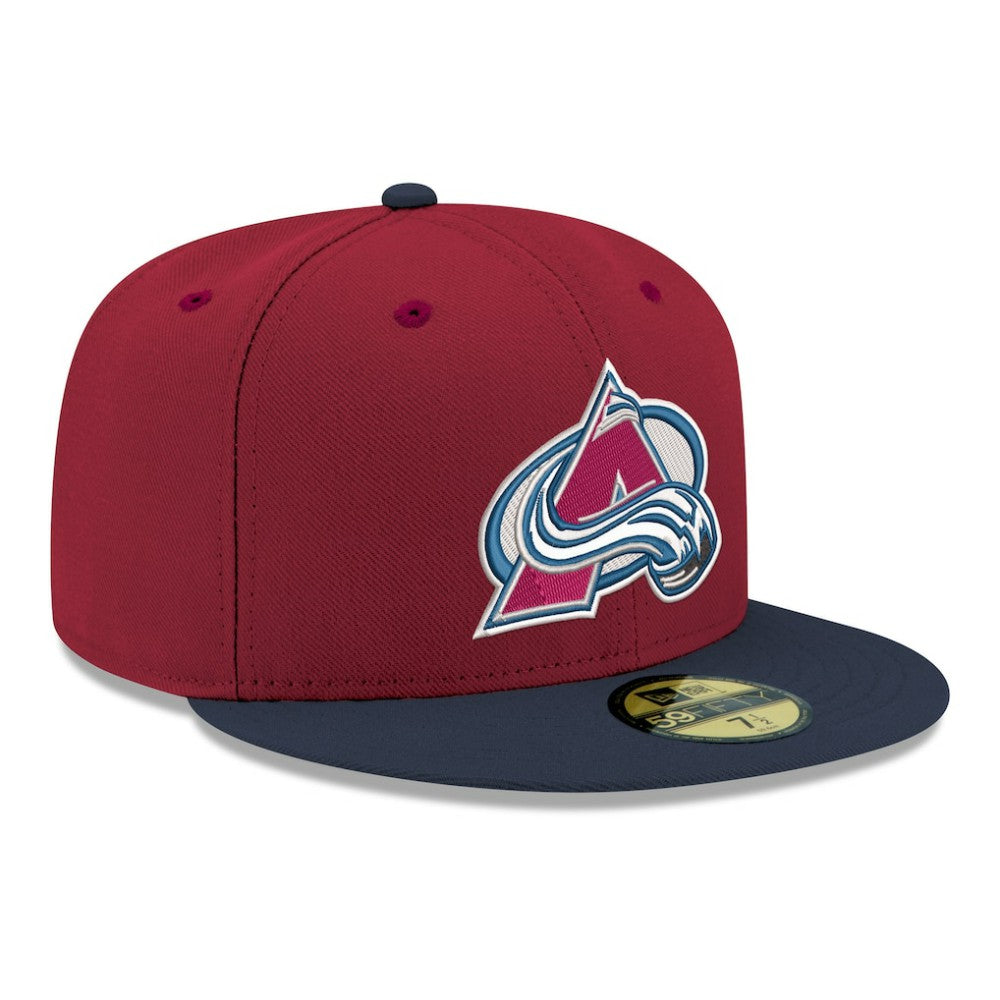 NHL Burgundy Colorado Avalanche New Era Core Logo Two-Tone 59FIFTY Fitted Hat