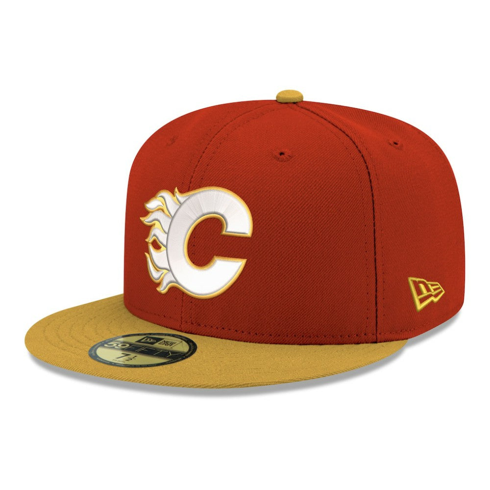 NHL Red Calgary Flames New Era Core Logo Two-Tone 59FIFTY Fitted Hat