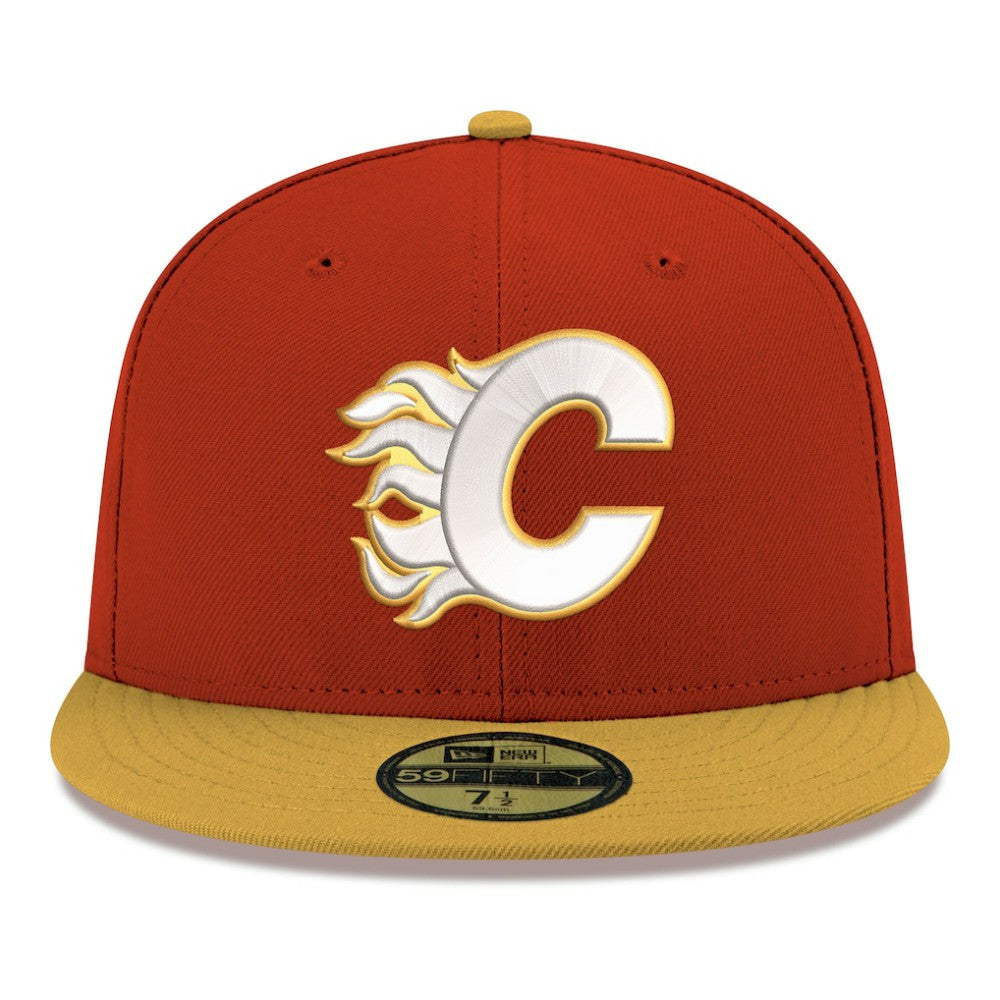 NHL Red Calgary Flames New Era Core Logo Two-Tone 59FIFTY Fitted Hat