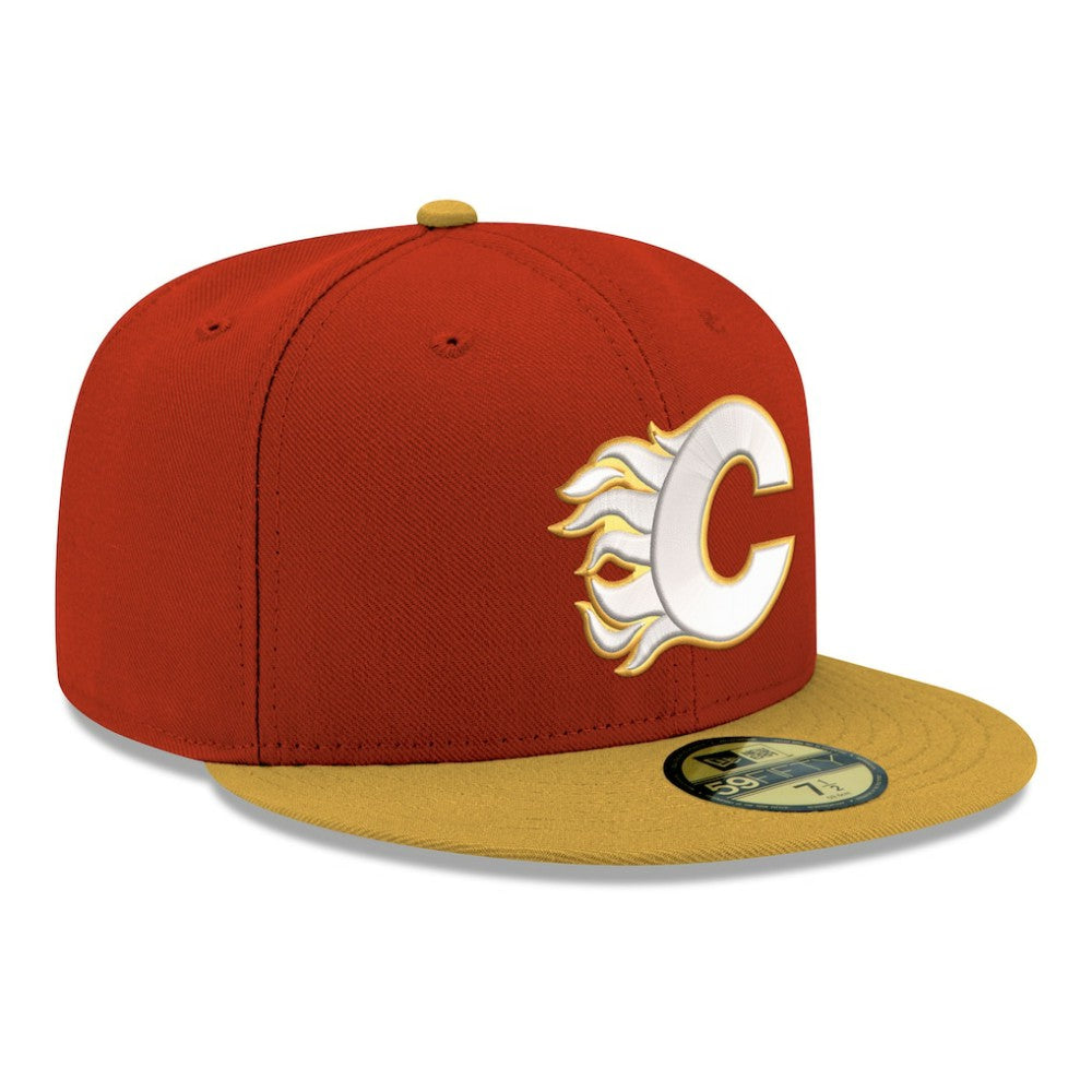 NHL Red Calgary Flames New Era Core Logo Two-Tone 59FIFTY Fitted Hat