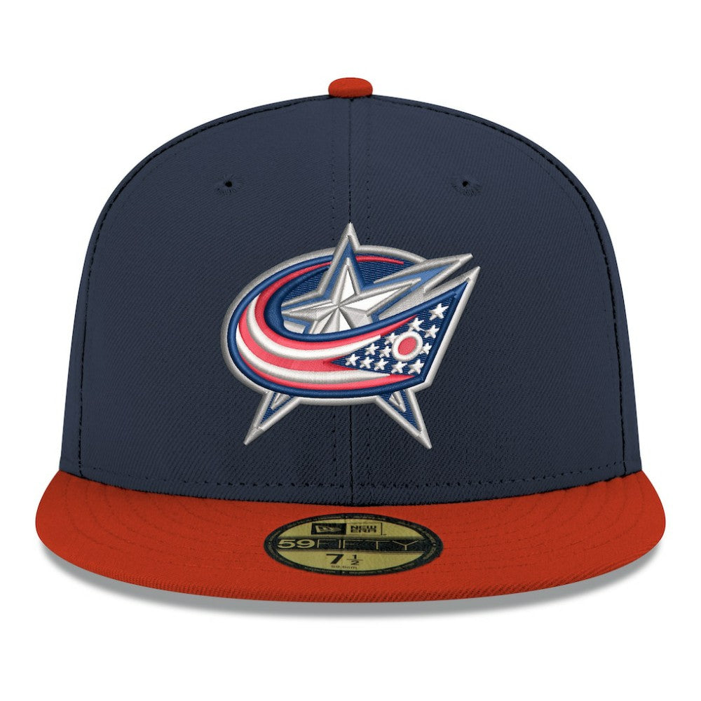 NHL Navy Columbus Blue Jackets New Era Core Logo Two-Tone 59FIFTY Fitted Hat