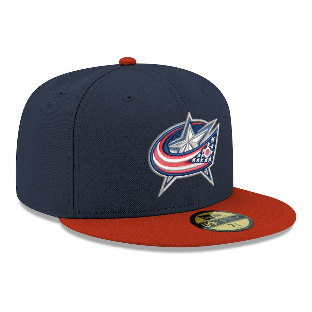 NHL Navy Columbus Blue Jackets New Era Core Logo Two-Tone 59FIFTY Fitted Hat