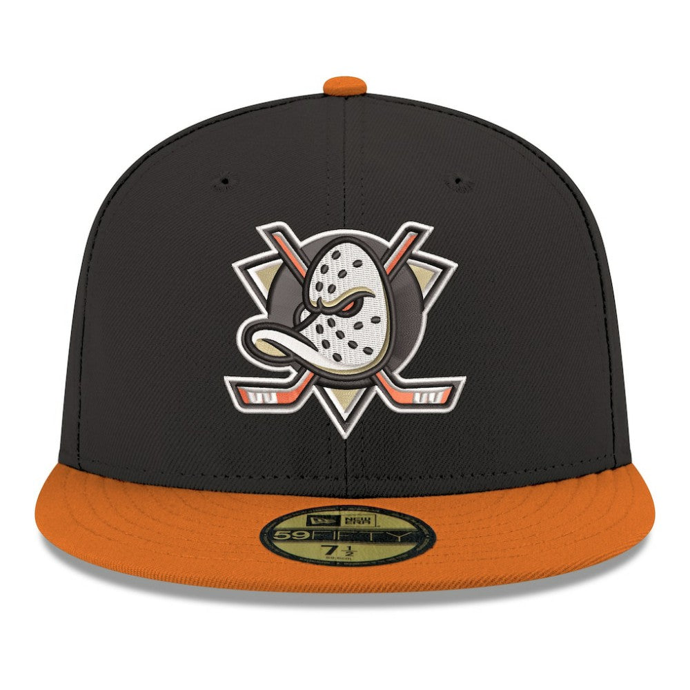 NHL Black Anaheim Ducks New Era Core Logo Two-Tone 59FIFTY Fitted Hat