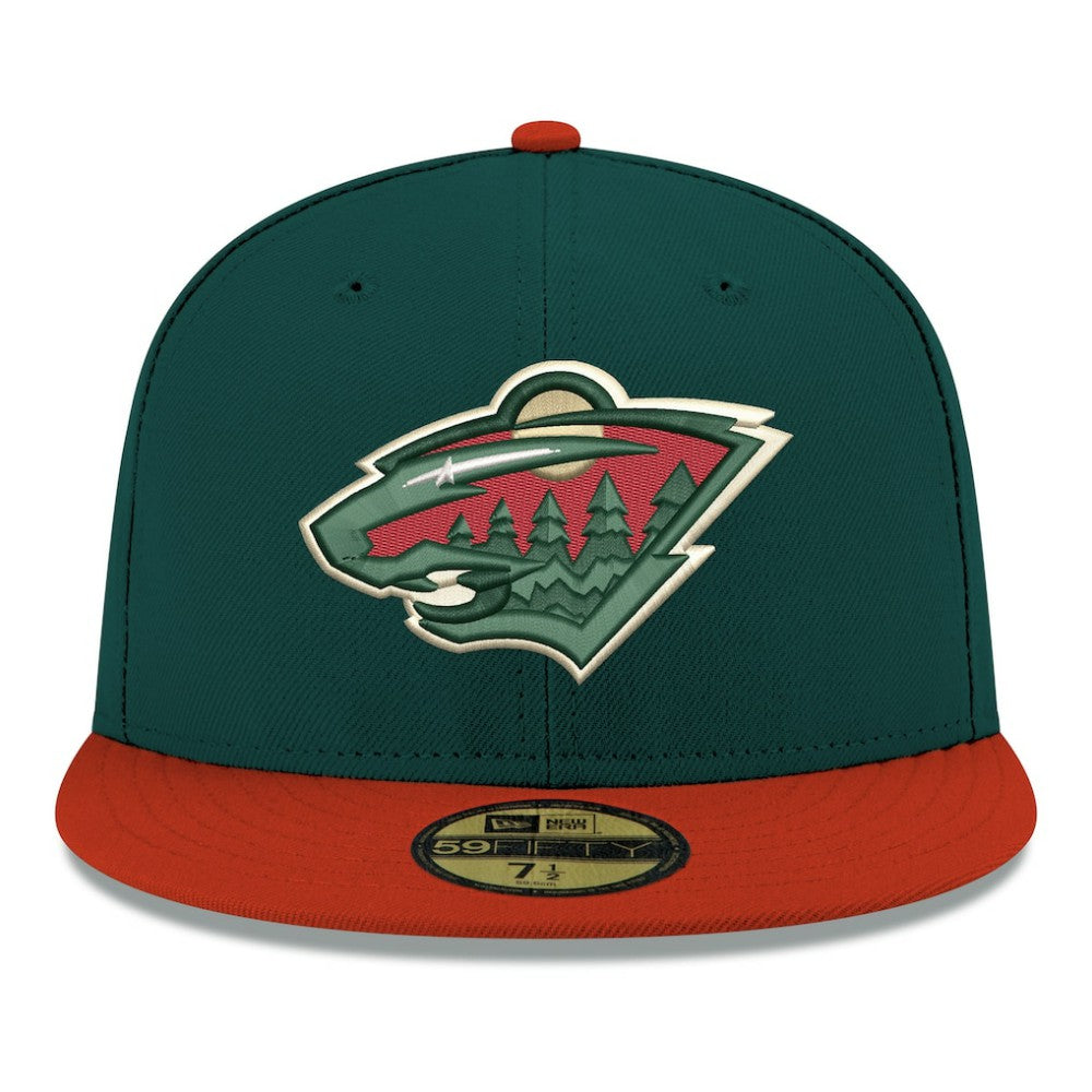 NHL Green Minnesota Wild New Era Core Logo Two-Tone 59FIFTY Fitted Hat