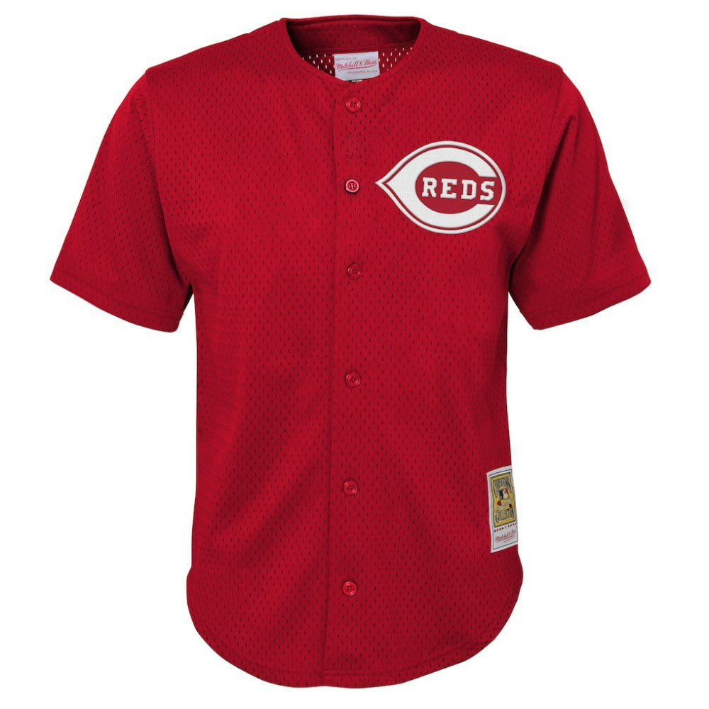 MLB Deion Sanders Cincinnati Reds Mitchell & Ness Youth Cooperstown Mesh Batting Practice Jersey