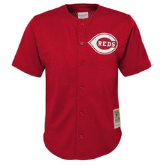 MLB Deion Sanders Cincinnati Reds Mitchell & Ness Youth Cooperstown Mesh Batting Practice Jersey
