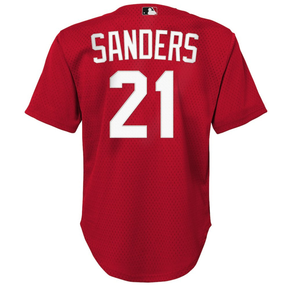 MLB Deion Sanders Cincinnati Reds Mitchell & Ness Youth Cooperstown Mesh Batting Practice Jersey