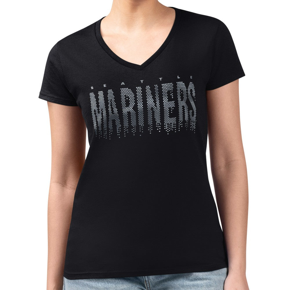 MLB Seattle Mariners G-III 4Her by Carl Banks Women's Metallic Drop Lightweight V-Neck T-Shirt