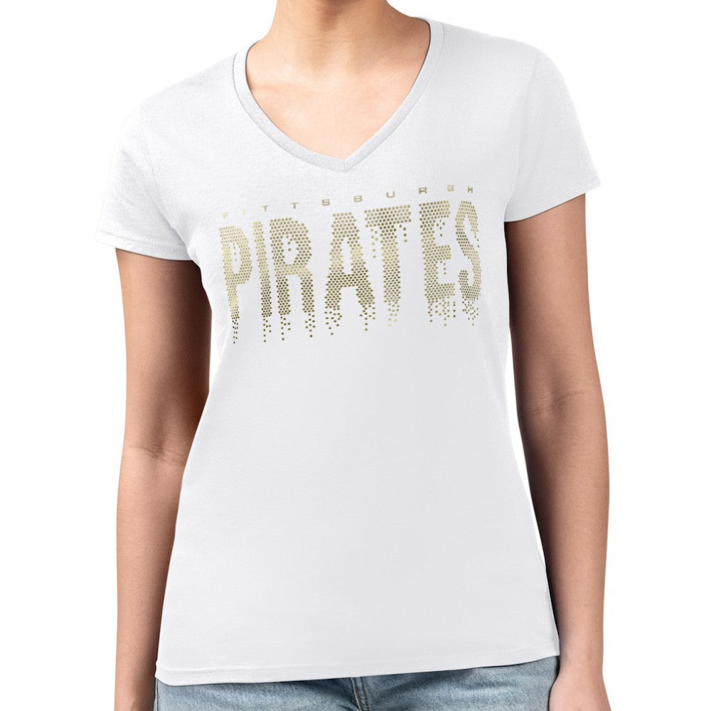 MLB Pittsburgh Pirates G-III 4Her by Carl Banks Women's Metallic Drop Lightweight V-Neck T-Shirt
