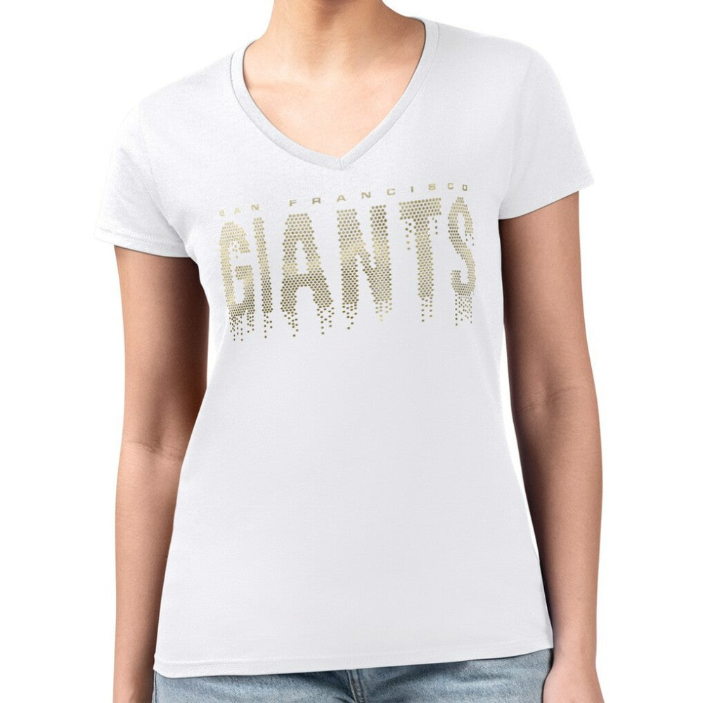 MLB San Francisco Giants G-III 4Her by Carl Banks Women's Metallic Drop Lightweight V-Neck T-Shirt