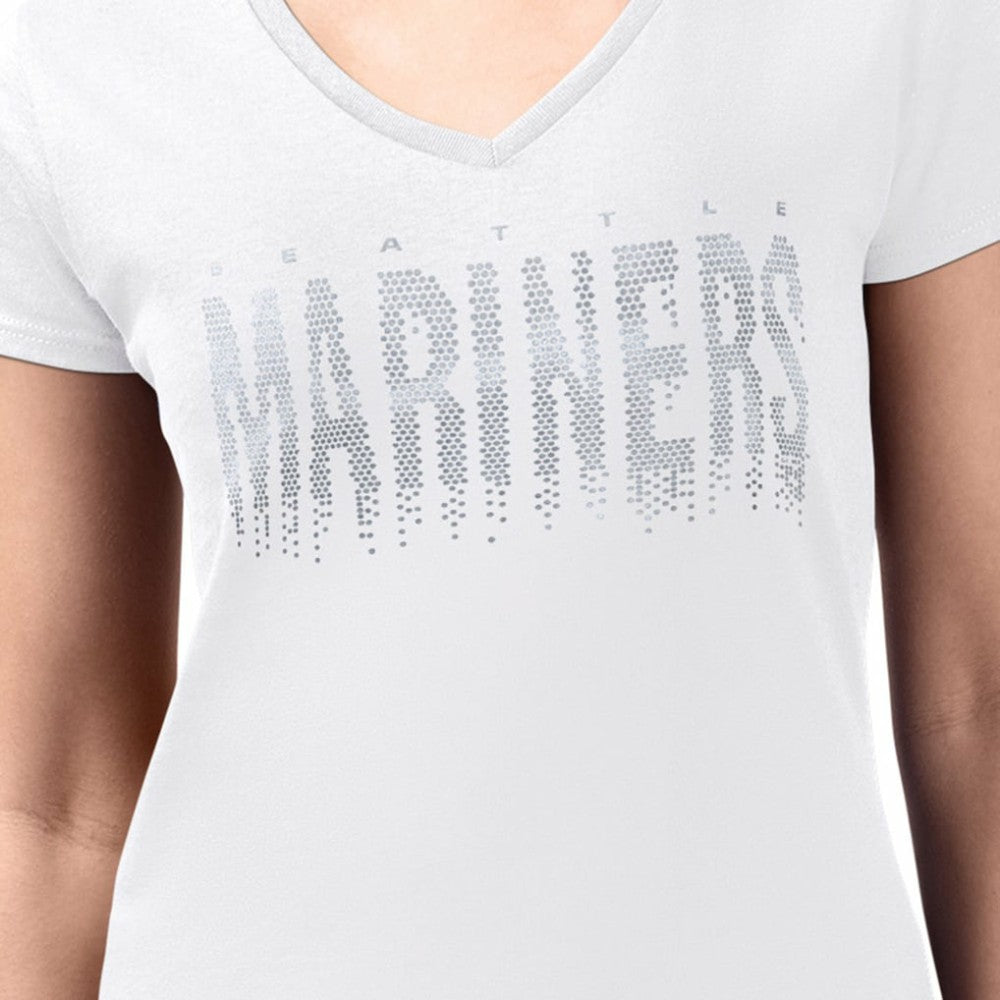 MLB Seattle Mariners G-III 4Her by Carl Banks Women's Metallic Drop Lightweight V-Neck T-Shirt