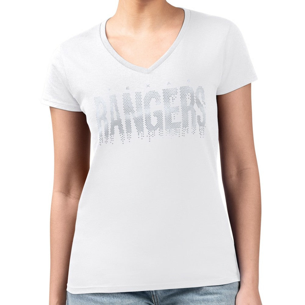 MLB Texas Rangers G-III 4Her by Carl Banks Women's Metallic Drop Lightweight V-Neck T-Shirt