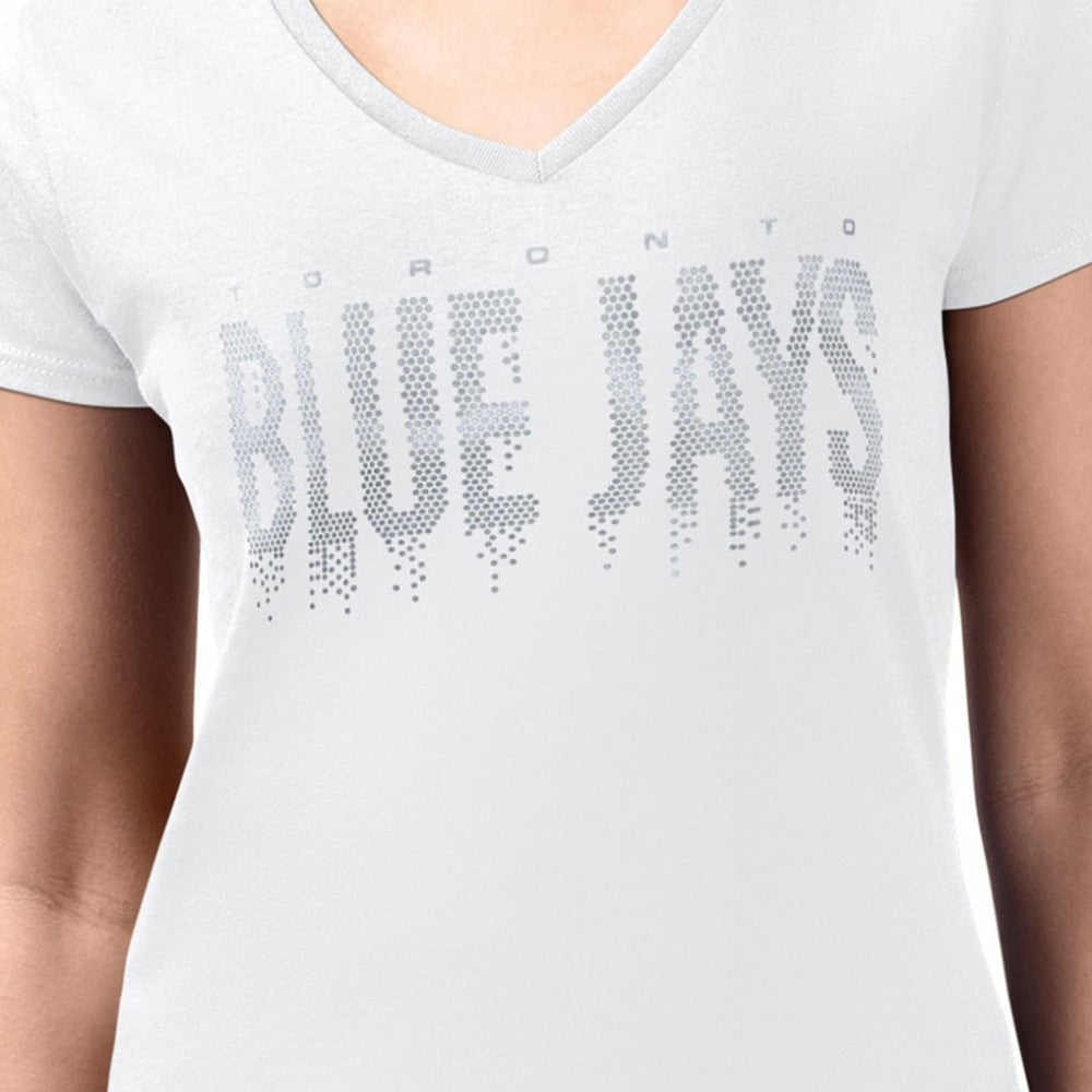 MLB Toronto Blue Jays G-III 4Her by Carl Banks Women's Metallic Drop Lightweight V-Neck T-Shirt