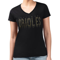 MLB Baltimore Orioles G-III 4Her by Carl Banks Women's Metallic Drop Lightweight V-Neck T-Shirt