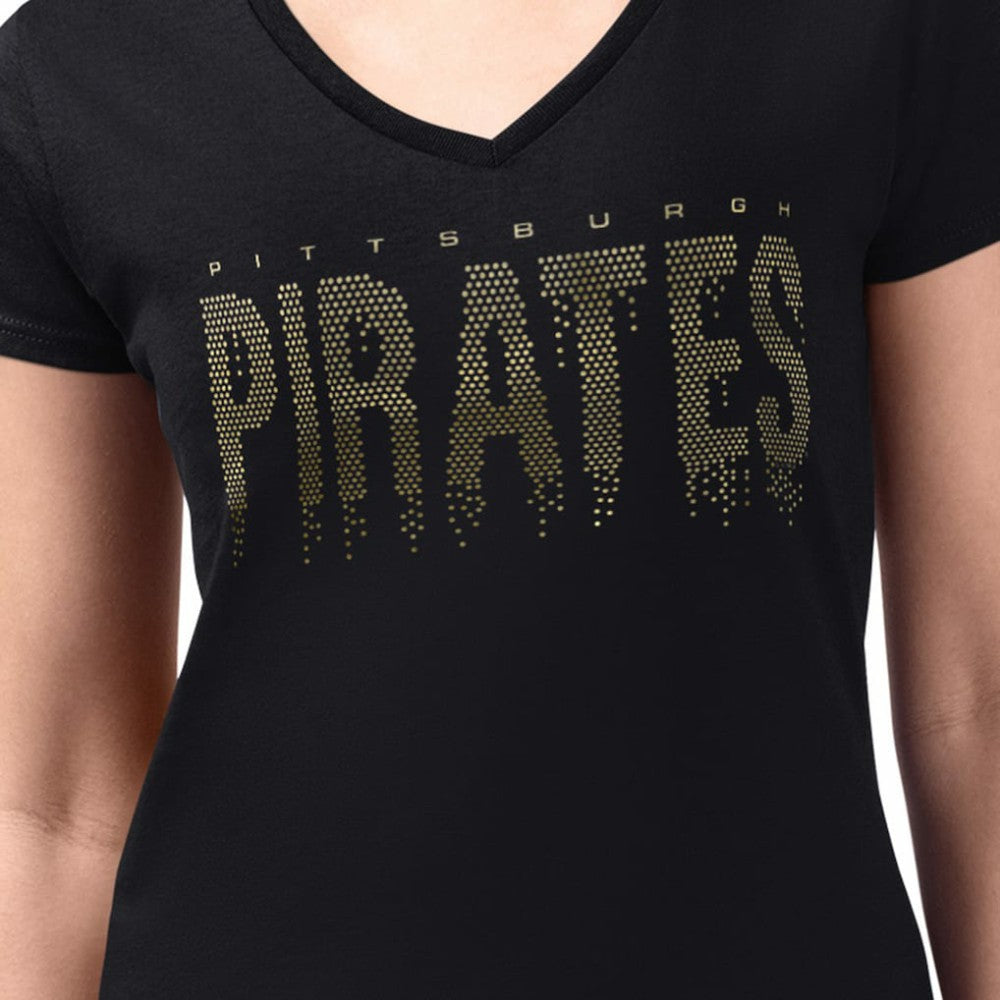 MLB Pittsburgh Pirates G-III 4Her by Carl Banks Women's Metallic Drop Lightweight V-Neck T-Shirt