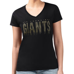 MLB San Francisco Giants G-III 4Her by Carl Banks Women's Metallic Drop Lightweight V-Neck T-Shirt