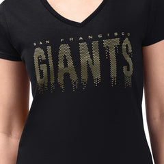MLB San Francisco Giants G-III 4Her by Carl Banks Women's Metallic Drop Lightweight V-Neck T-Shirt