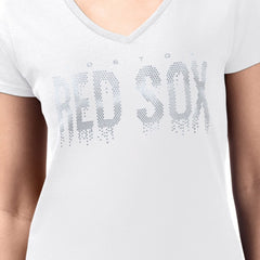 MLB Boston Red Sox G-III 4Her by Carl Banks Women's Metallic Drop Lightweight V-Neck T-Shirt
