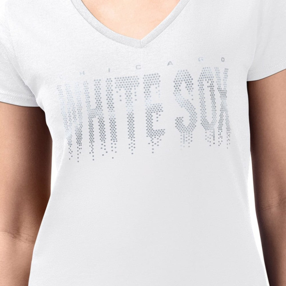 MLB Chicago White Sox G-III 4Her by Carl Banks Women's Metallic Drop Lightweight V-Neck T-Shirt