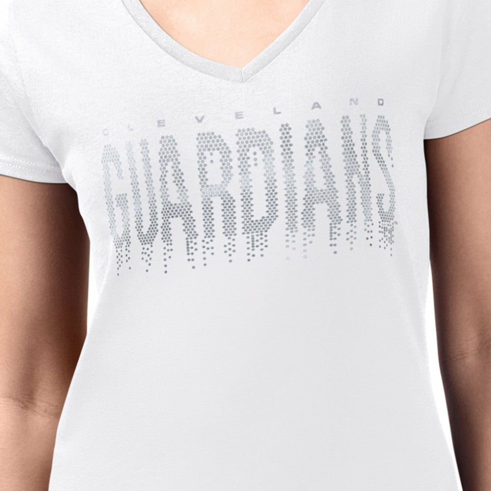 MLB Cleveland Guardians G-III 4Her by Carl Banks Women's Metallic Drop Lightweight V-Neck T-Shirt