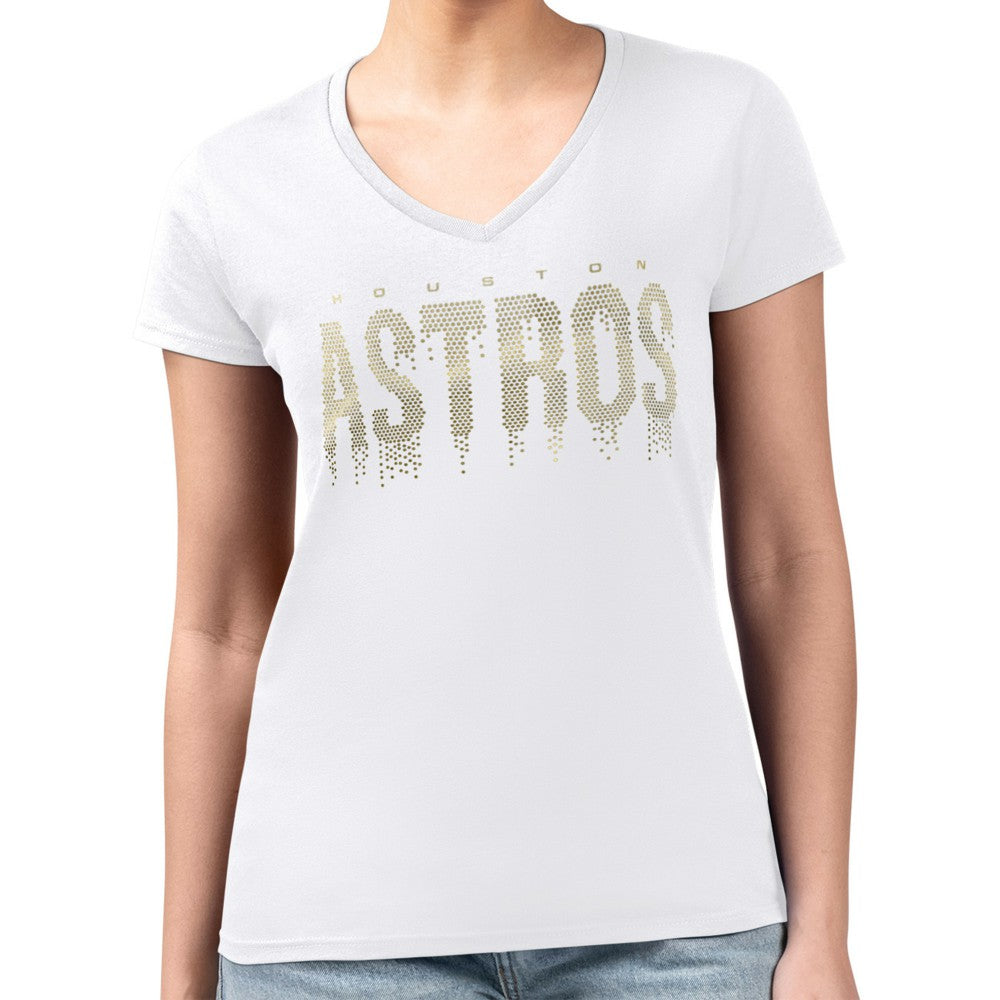 MLB Houston Astros G-III 4Her by Carl Banks Women's Metallic Drop Lightweight V-Neck T-Shirt