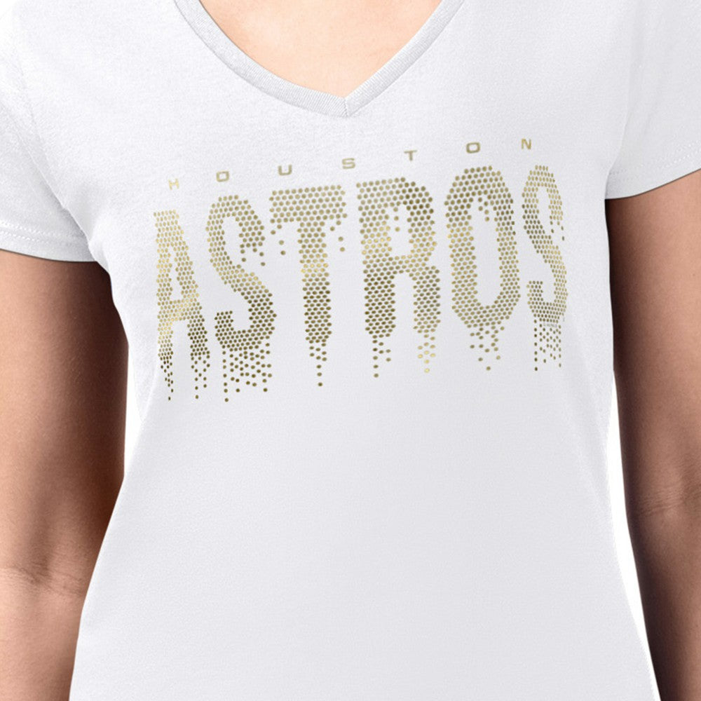 MLB Houston Astros G-III 4Her by Carl Banks Women's Metallic Drop Lightweight V-Neck T-Shirt