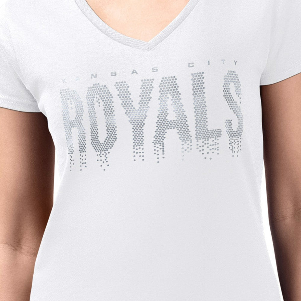 MLB Kansas City Royals G-III 4Her by Carl Banks Women's Metallic Drop Lightweight V-Neck T-Shirt