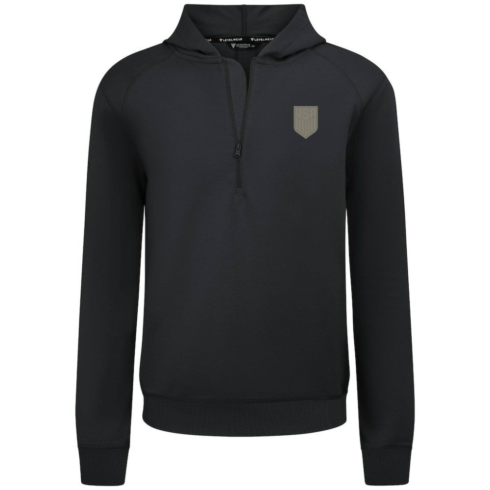 USMNT Levelwear Technic Tri-Blend Quarter-Zip Hoodie -  Black