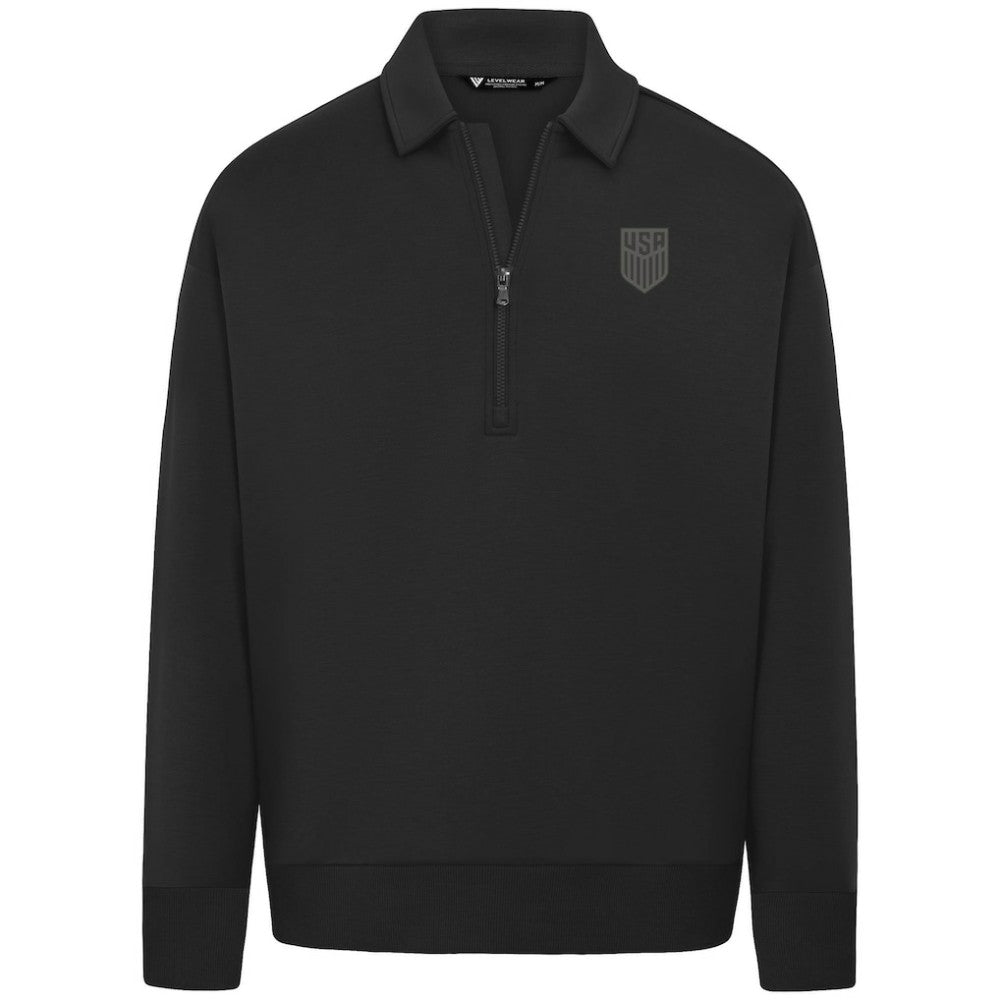 USMNT Levelwear Luxe Signature Quarter-Zip Tri-Blend Sweatshirt -  Black