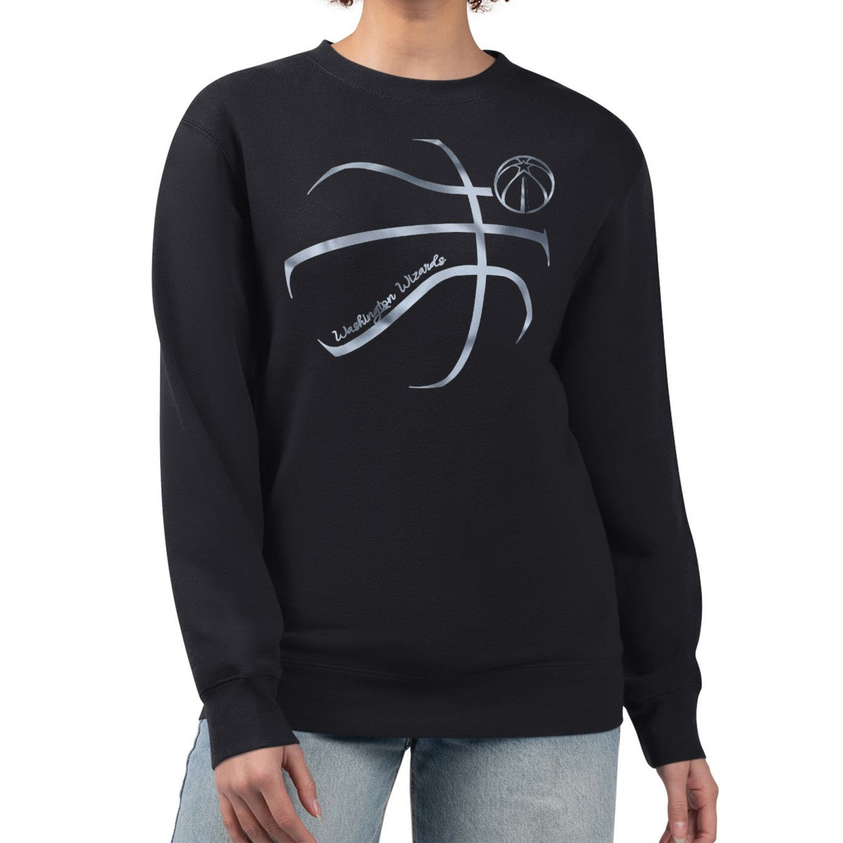 NBA Washington Wizards G-III 4Her by Carl Banks Women's Metallic Print Basketball Sketch Fleece Sweatshirt