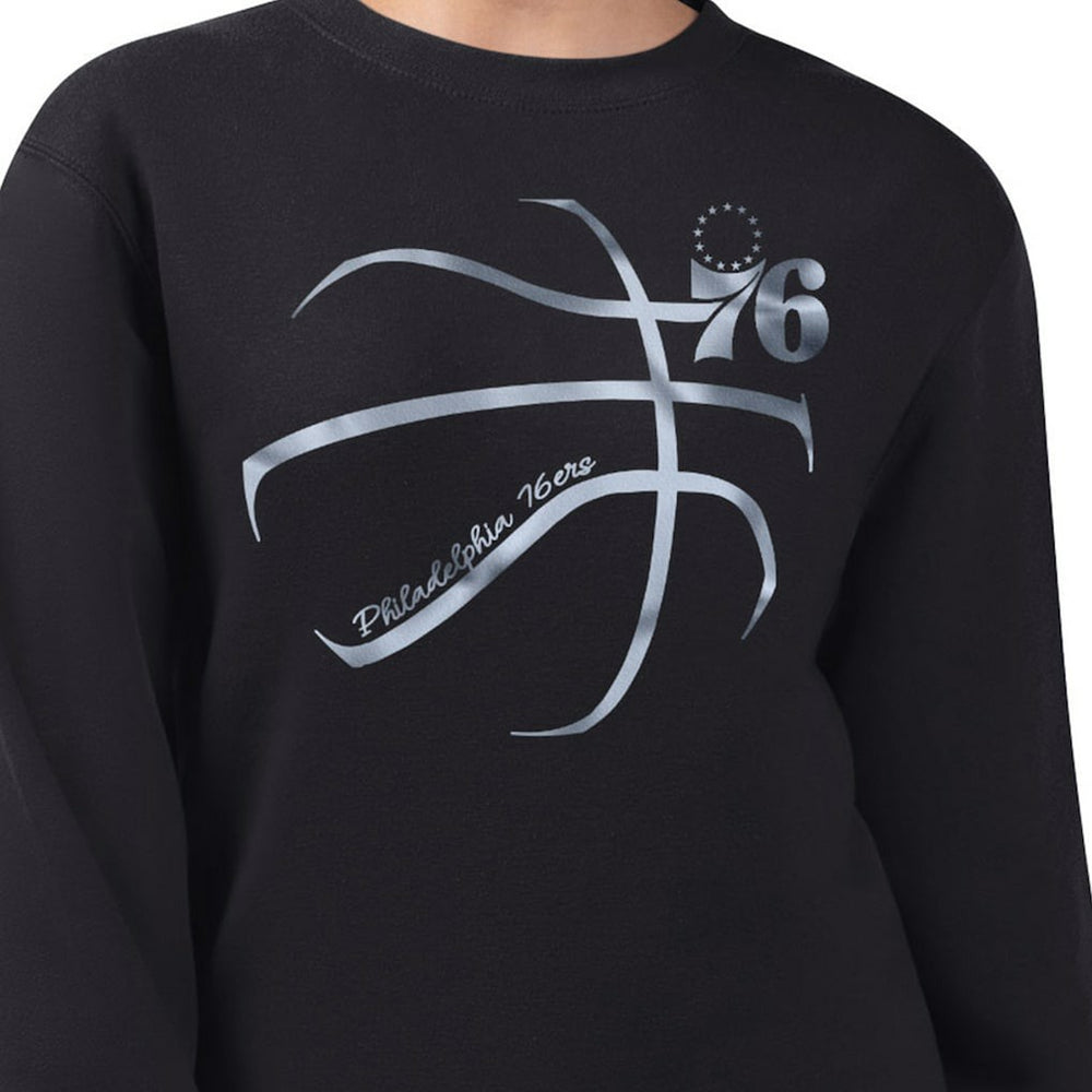 NBA Philadelphia 76ers G-III 4Her by Carl Banks Women's Metallic Print Basketball Sketch Fleece Sweatshirt