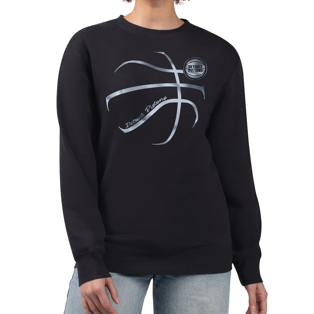 NBA Detroit Pistons G-III 4Her by Carl Banks Women's Metallic Print Basketball Sketch Fleece Sweatshirt sale