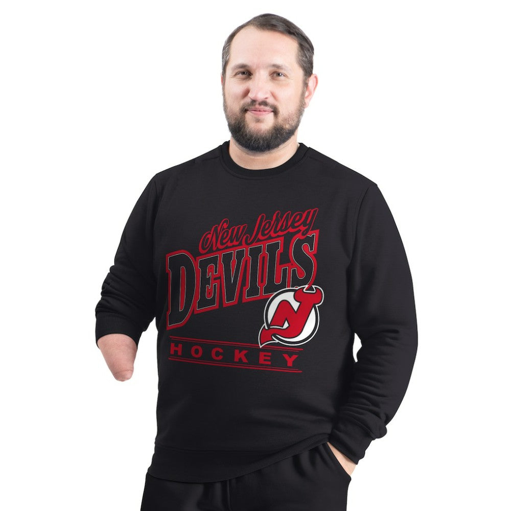NHL Black New Jersey Devils G-III Sports by Carl Banks Adaptive Headliner Fleece Sweatshirt