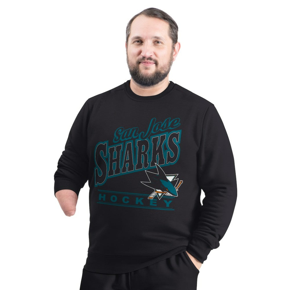 NHL Black San Jose Sharks G-III Sports by Carl Banks Adaptive Headliner Fleece Sweatshirt