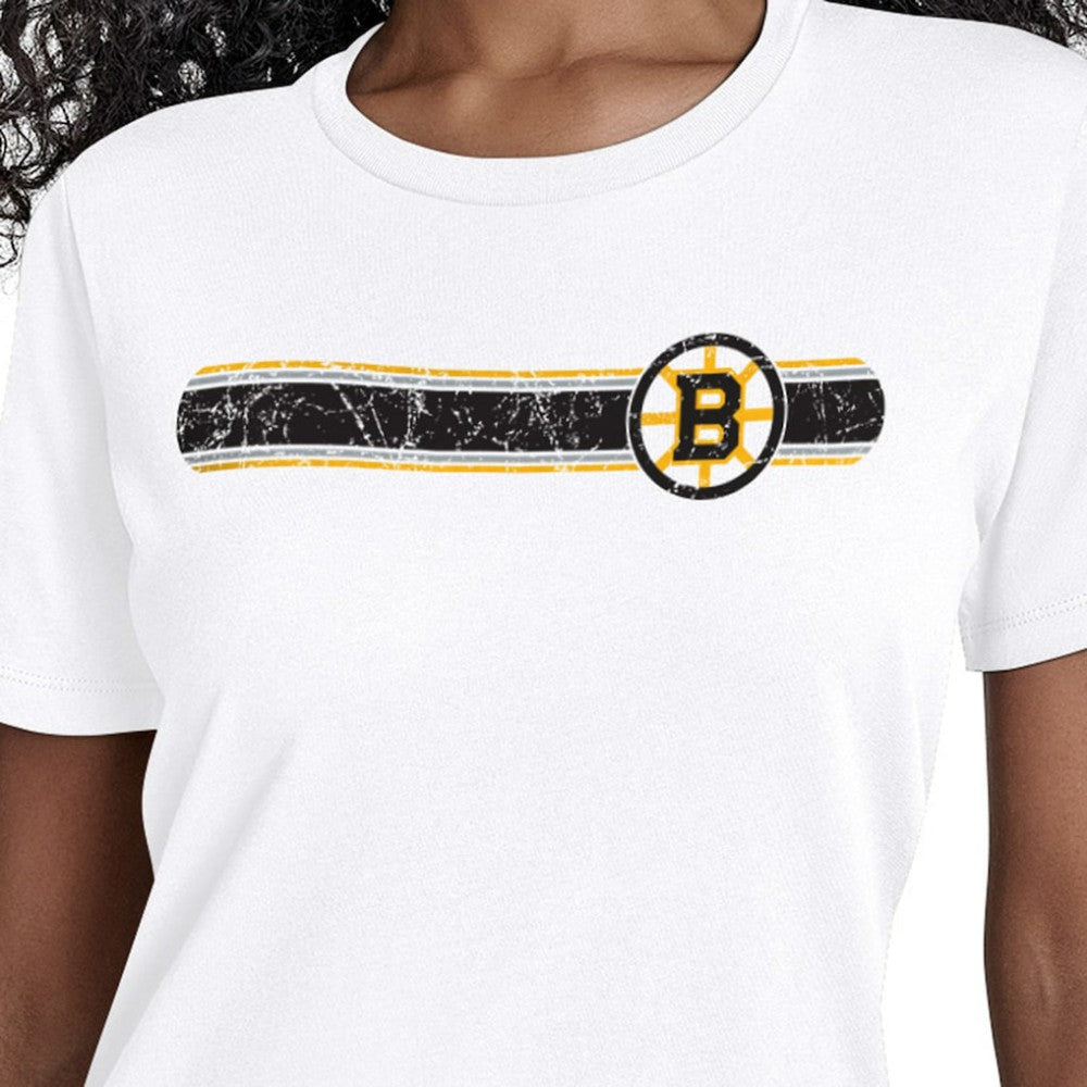 NHL White Boston Bruins Starter Women's Team Stripe T-Shirt