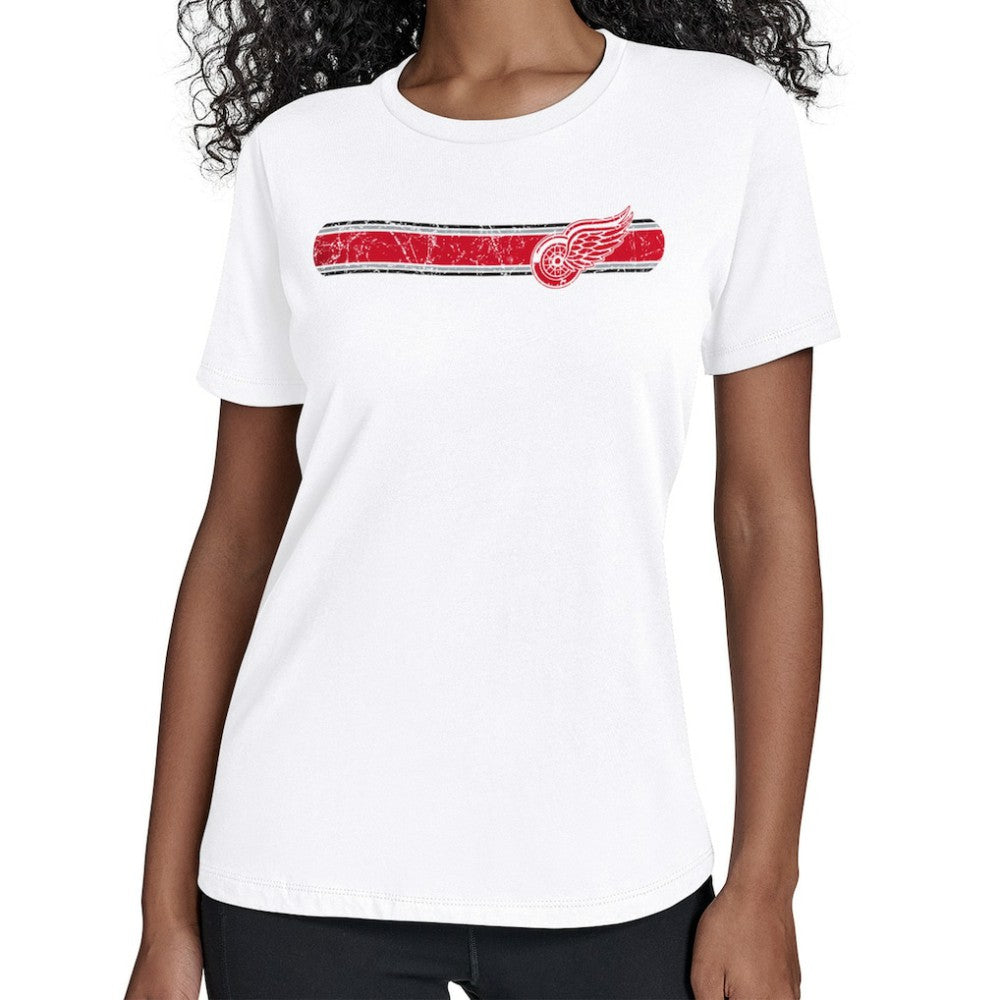 NHL White Detroit Red Wings Starter Women's Team Stripe T-Shirt