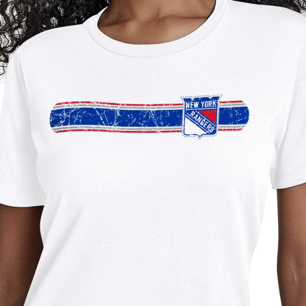 NHL White New York Rangers Starter Women's Team Stripe T-Shirt