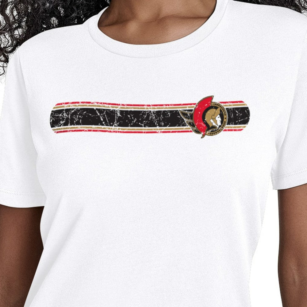 NHL White Ottawa Senators Starter Women's Team Stripe T-Shirt